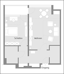 CAD Grundriss Wohnung möbliert